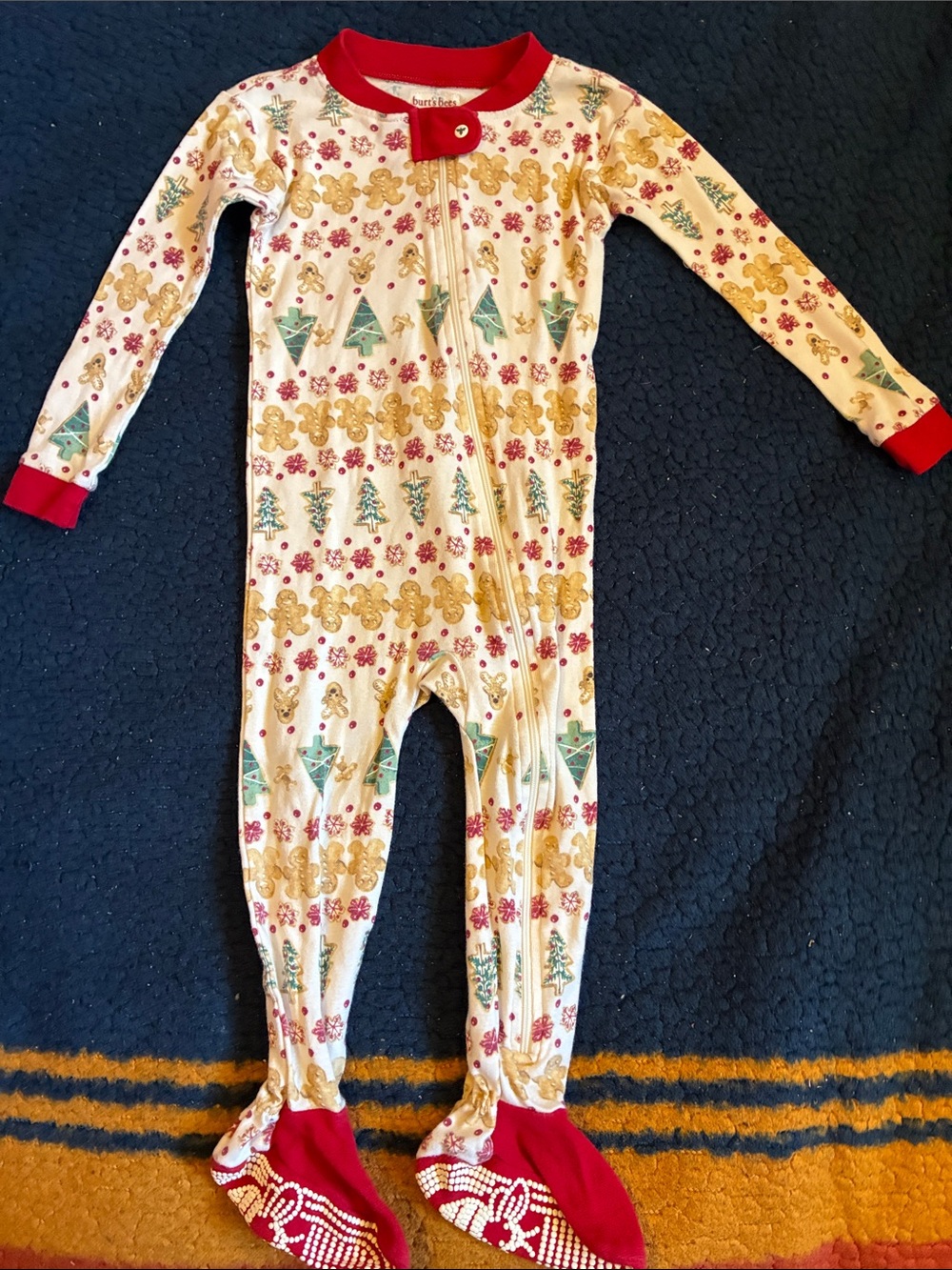 Burt’s bees baby Kids Holiday Footed One-Piece Pajamas - Red Trim